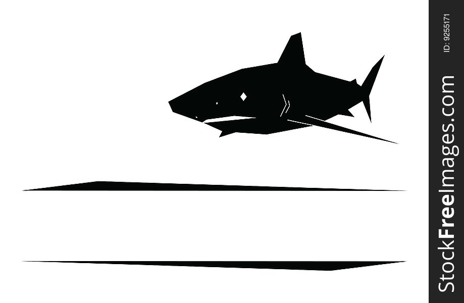 Shark and two lines with a place for the name of the company. Shark and two lines with a place for the name of the company.