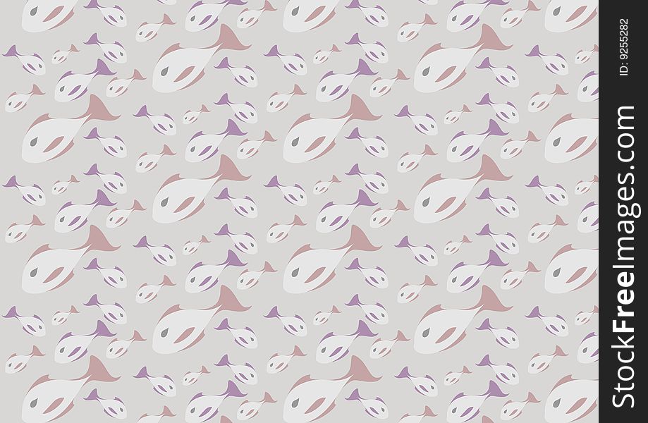 Vector illustration of mid-century modern 1950's style abstract fish pattern. Retro abstract Background.