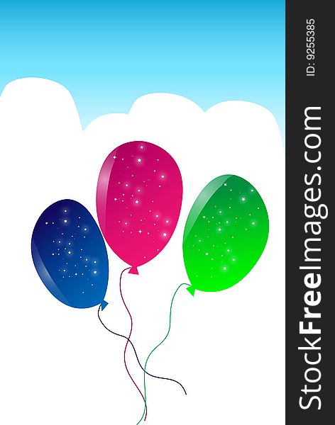 Party balloons on isolated background with sky