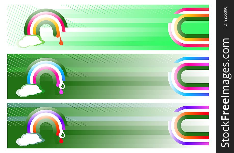 Vector illustration of three Rainbow Web Banners