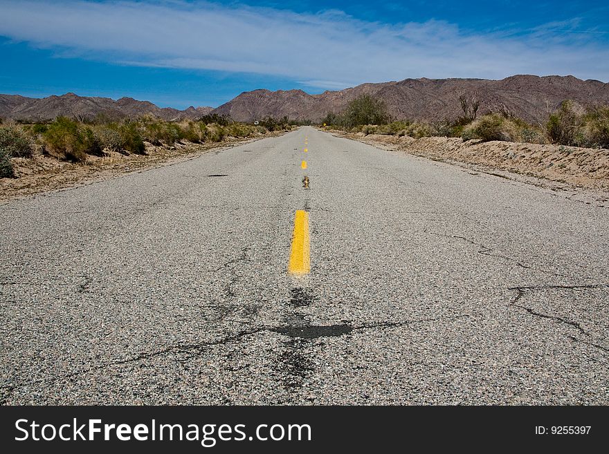 Highway in Joshua Tree National Park, California. Highway in Joshua Tree National Park, California.