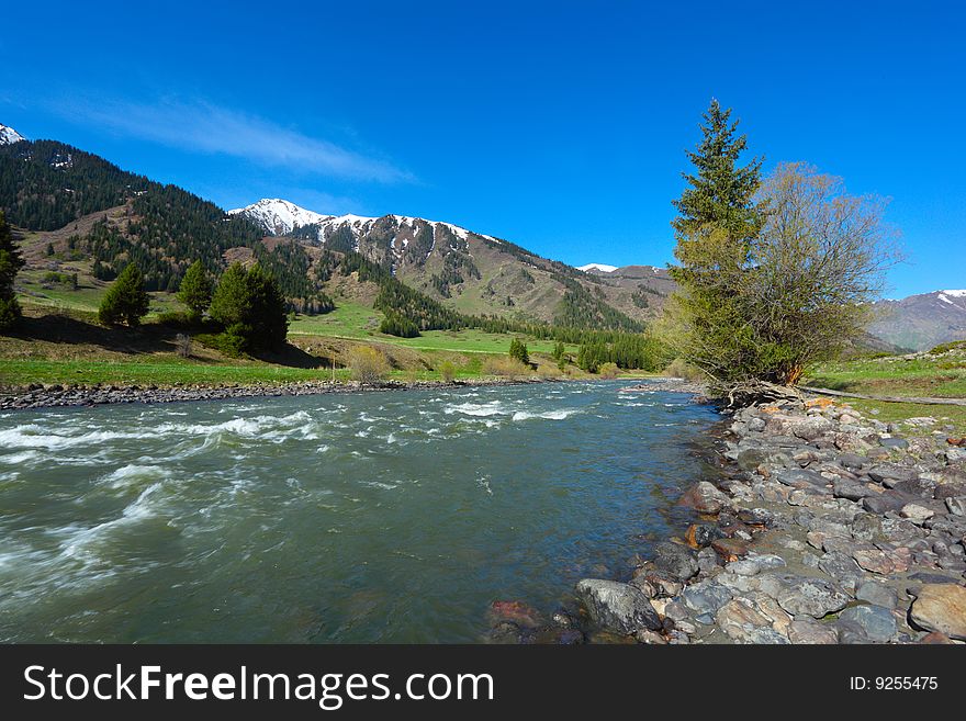 Mountain landscape with the river