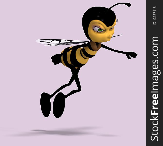 Very sweet render of a honey bee in yellow and black with Clipping Path