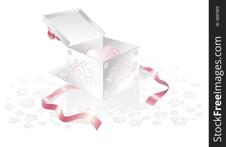 Beautiful white box with an open heart inside
