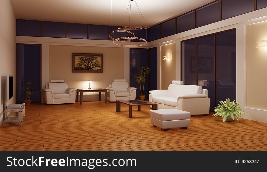 Modern interior of a room (3d rendering)