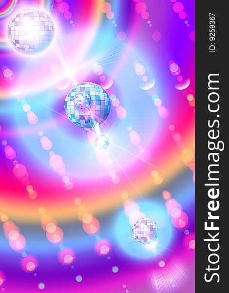 Bright iridescent background with balls
