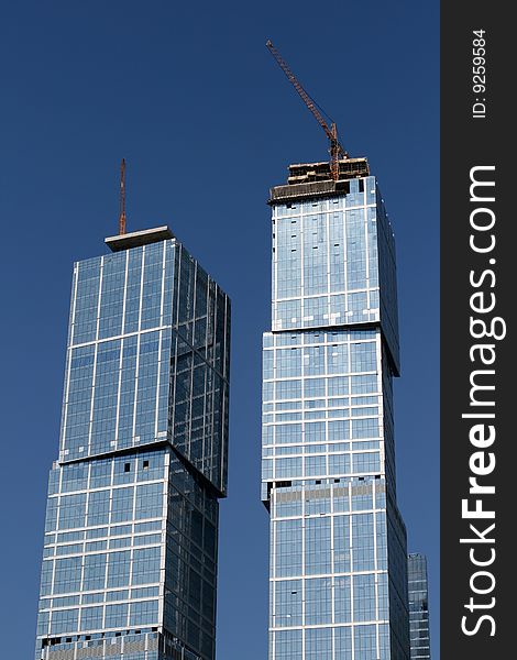 Construction of skyscrapes in Moscow in Russia