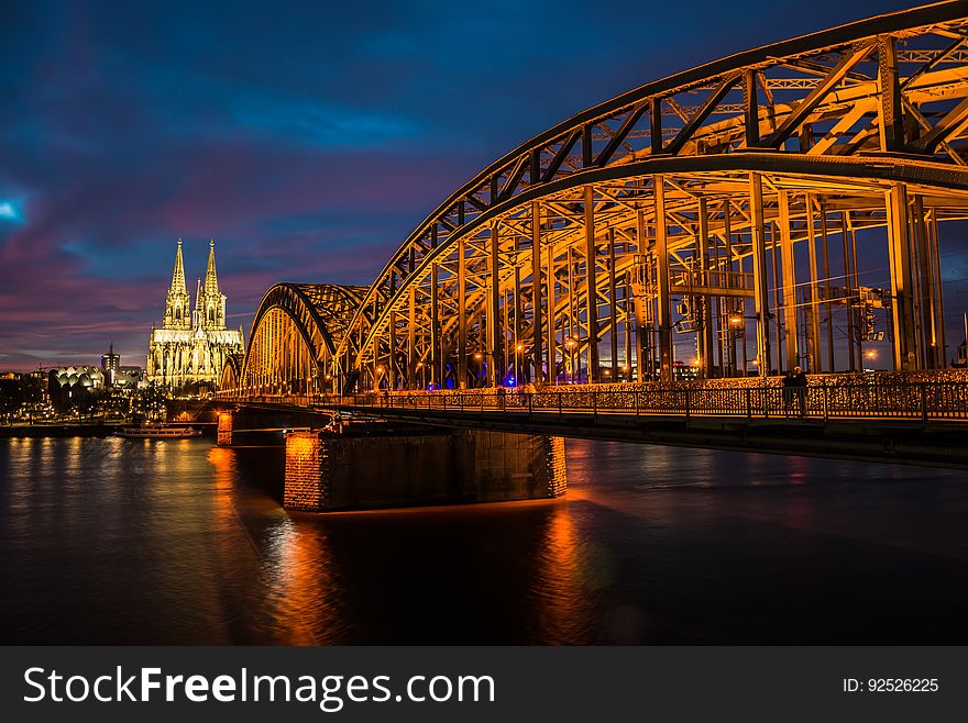 Reflection, Bridge, Landmark, Cityscape