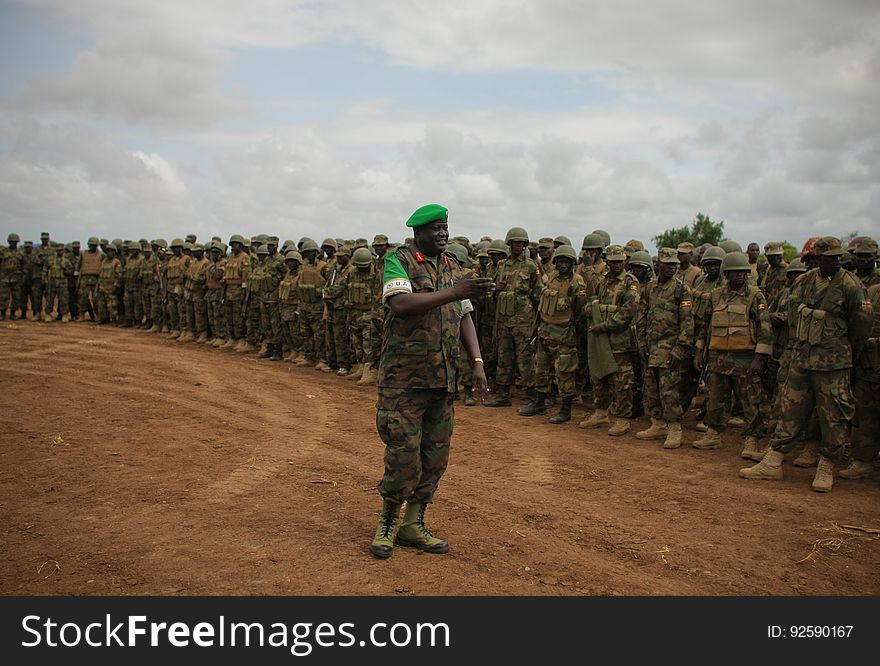 African Union Mission in Somalia &#x28;AMISOM&#x29; Force Commander Lt. Gen. Andrew Gutti addresses Ugandan soldiers serving with the AU operation 5 June in Afgoye located 30km to the west of the Somali capital Mogadishu. AMISOM supporting Somali National Army &#x28;SNA&#x29; forces recently liberated the Afgoye Corridor from the Al Qaeda-affiliated extremist group Al Shabaab, pushing them further away from Mogadishu and opening up the free flow of goods and produce between the fertile agricultural area surrounding Afgoye and the Somali capital. AU-UN IST PHOTO / STUART PRICE. African Union Mission in Somalia &#x28;AMISOM&#x29; Force Commander Lt. Gen. Andrew Gutti addresses Ugandan soldiers serving with the AU operation 5 June in Afgoye located 30km to the west of the Somali capital Mogadishu. AMISOM supporting Somali National Army &#x28;SNA&#x29; forces recently liberated the Afgoye Corridor from the Al Qaeda-affiliated extremist group Al Shabaab, pushing them further away from Mogadishu and opening up the free flow of goods and produce between the fertile agricultural area surrounding Afgoye and the Somali capital. AU-UN IST PHOTO / STUART PRICE.