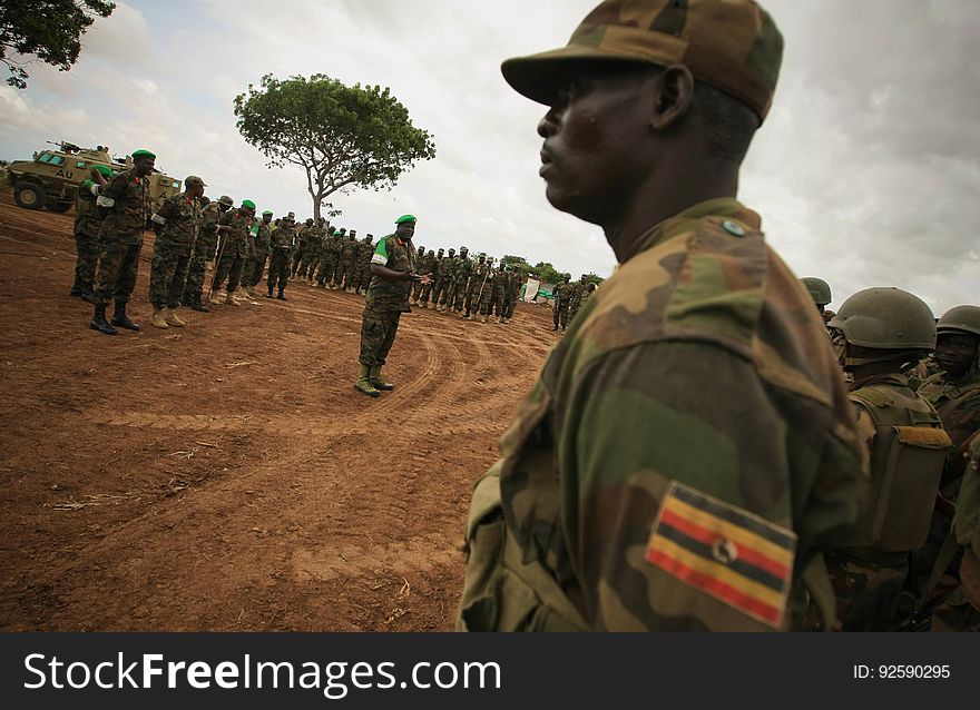 African Union Mission in Somalia &#x28;AMISOM&#x29; Force Commander Lt. Gen. Andrew Gutti addresses Ugandan soldiers serving with the AU operation 5 June in Afgoye located 30km to the west of the Somali capital Mogadishu. AMISOM supporting Somali National Army &#x28;SNA&#x29; forces recently liberated the Afgoye Corridor from the Al Qaeda-affiliated extremist group Al Shabaab, pushing them further away from Mogadishu and opening up the free flow of goods and produce between the fertile agricultural area surrounding Afgoye and the Somali capital. AU-UN IST PHOTO / STUART PRICE. African Union Mission in Somalia &#x28;AMISOM&#x29; Force Commander Lt. Gen. Andrew Gutti addresses Ugandan soldiers serving with the AU operation 5 June in Afgoye located 30km to the west of the Somali capital Mogadishu. AMISOM supporting Somali National Army &#x28;SNA&#x29; forces recently liberated the Afgoye Corridor from the Al Qaeda-affiliated extremist group Al Shabaab, pushing them further away from Mogadishu and opening up the free flow of goods and produce between the fertile agricultural area surrounding Afgoye and the Somali capital. AU-UN IST PHOTO / STUART PRICE.