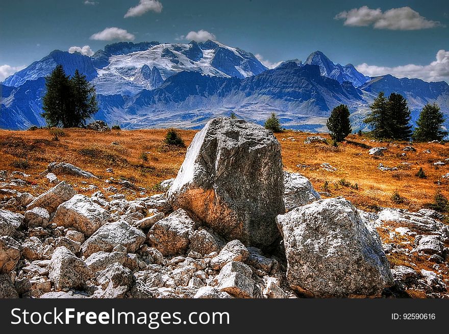 Pile of boulders on a mountain meadow. Pile of boulders on a mountain meadow.