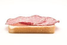 Bread With Salami Stock Images
