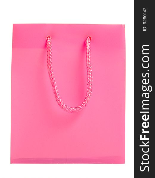 Pink Shopping Bag isolated on white with clipping path