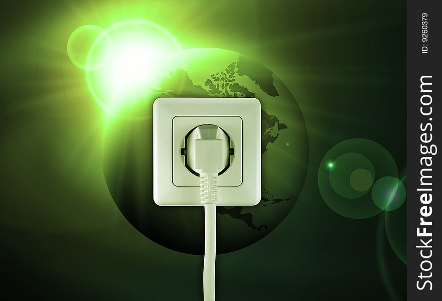 White socket on a beautiful green world free energy