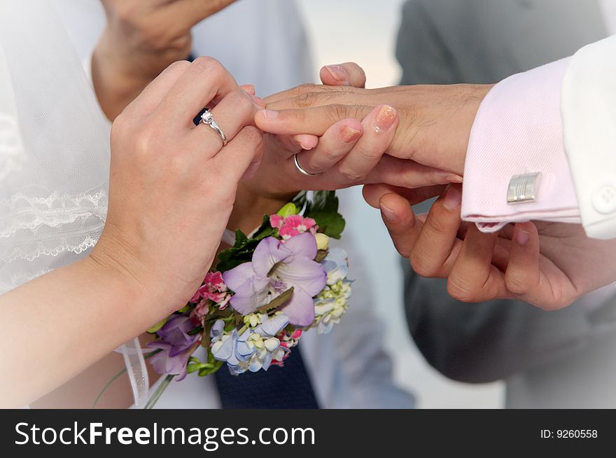 Wedding couples exchanging their rings. Wedding couples exchanging their rings