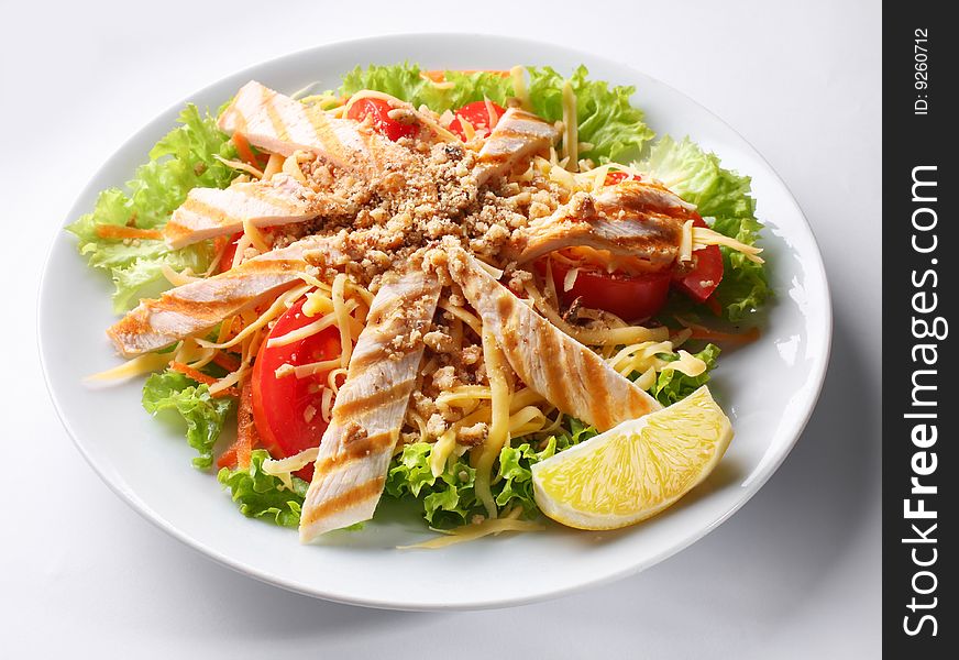 Salad with meat and tomatoes. Salad with meat and tomatoes.