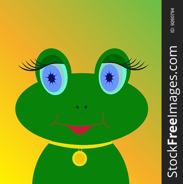 Green frog. vector illustration on color background. Green frog. vector illustration on color background.