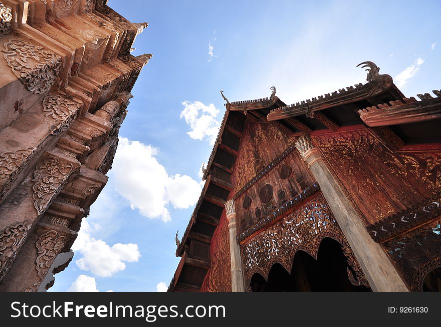 Old temple, Thai, Thailand, wood temple