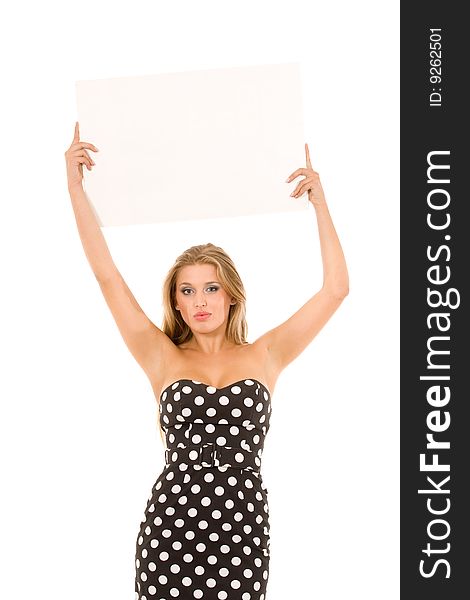 Girl holding blank business card