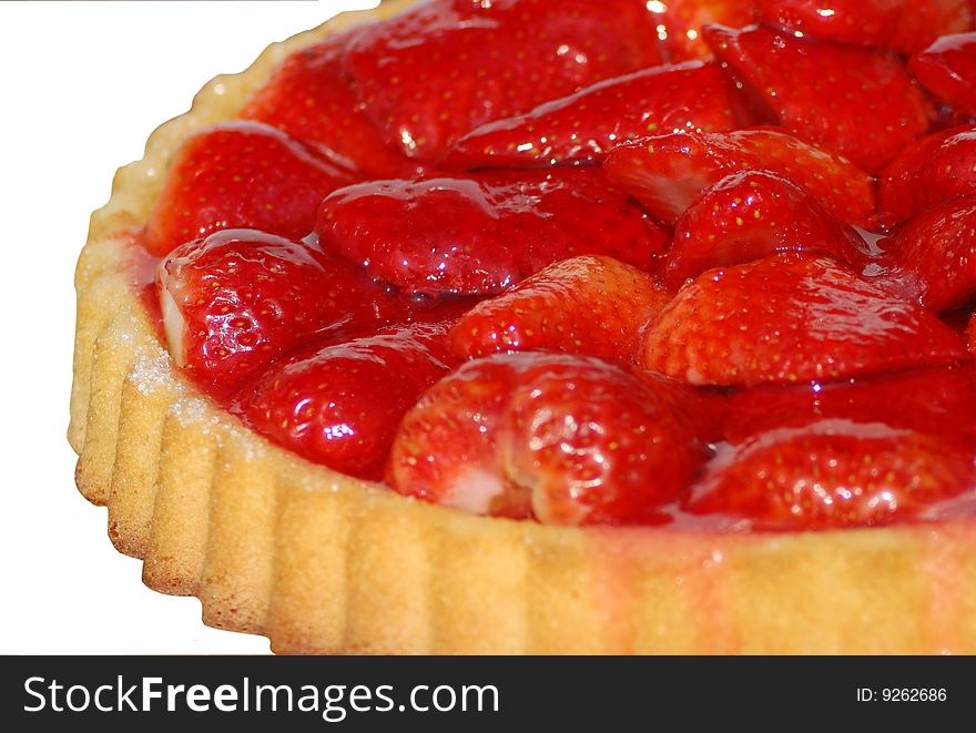 Strawberry pie isolated on white