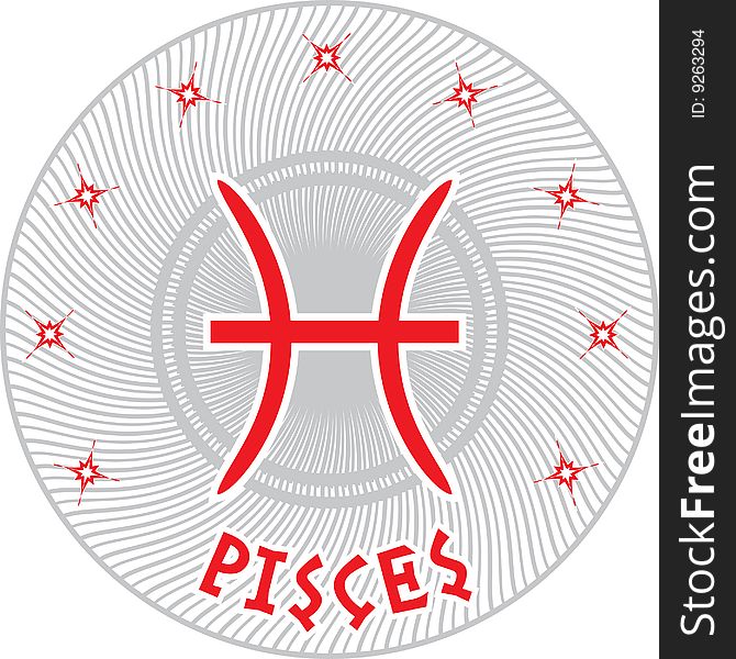 Pisces zodiac icon or symbol on white background. Pisces zodiac icon or symbol on white background