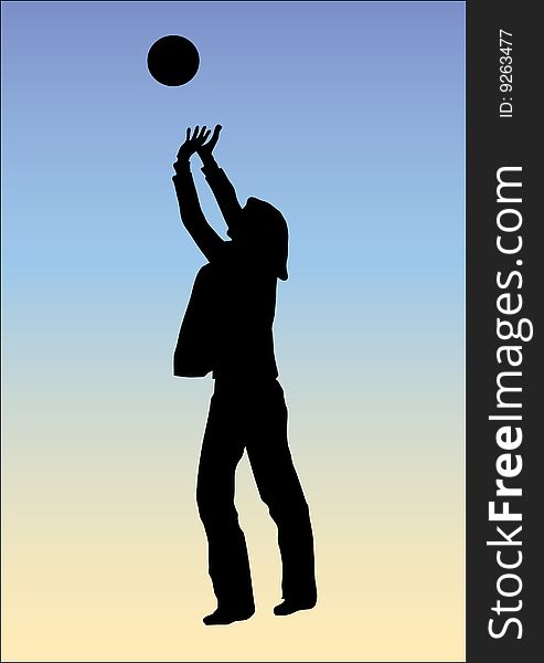 Playing with ball outdoor vector illustration