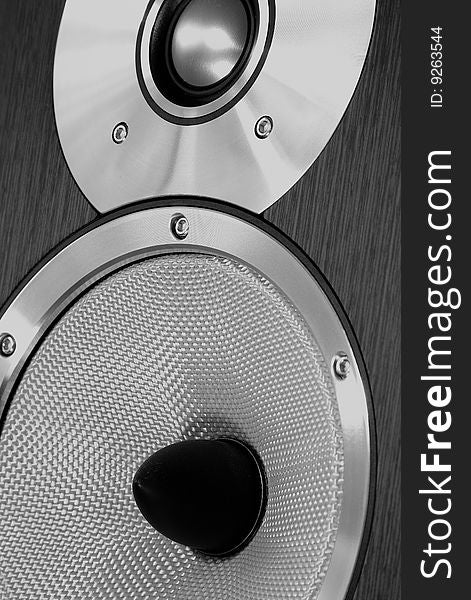 Loudspeaker close up black and white