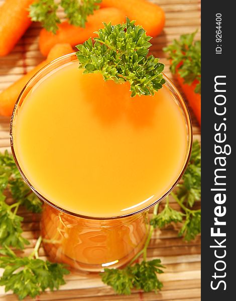 Fresh and tasty carrot juice