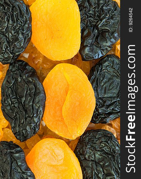 Composition from dried fruits on a light background