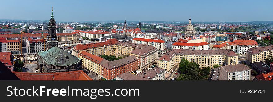 Dresden panorama as seen from the city hall tower