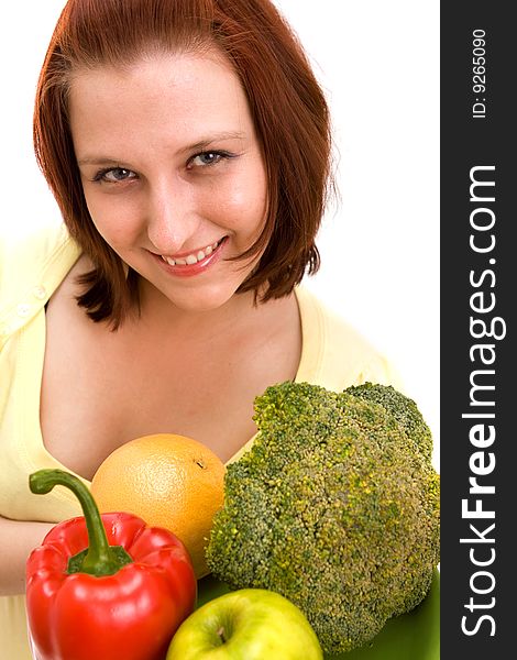 Woman Eating Vegetables