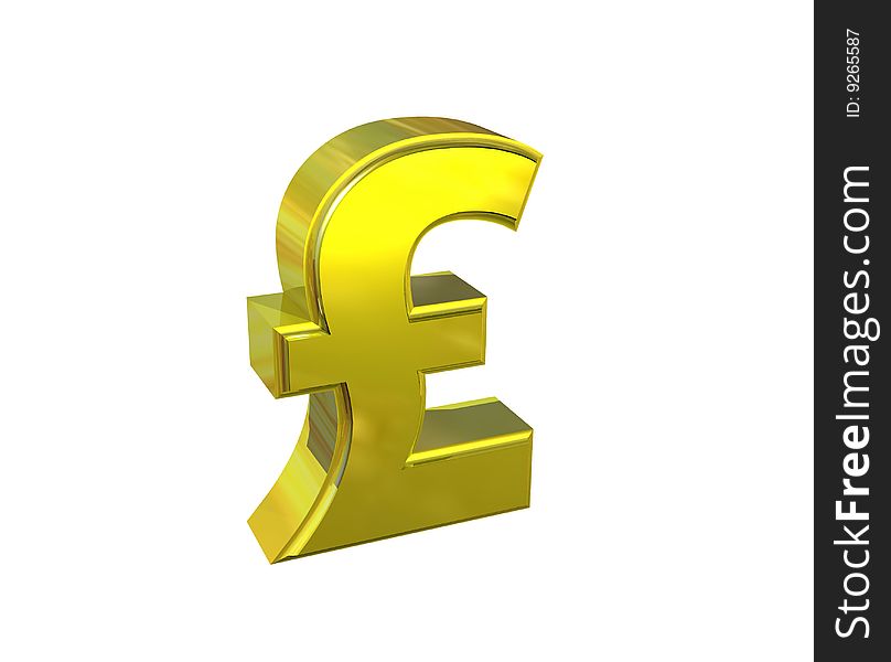 Golden pound symbol on white background