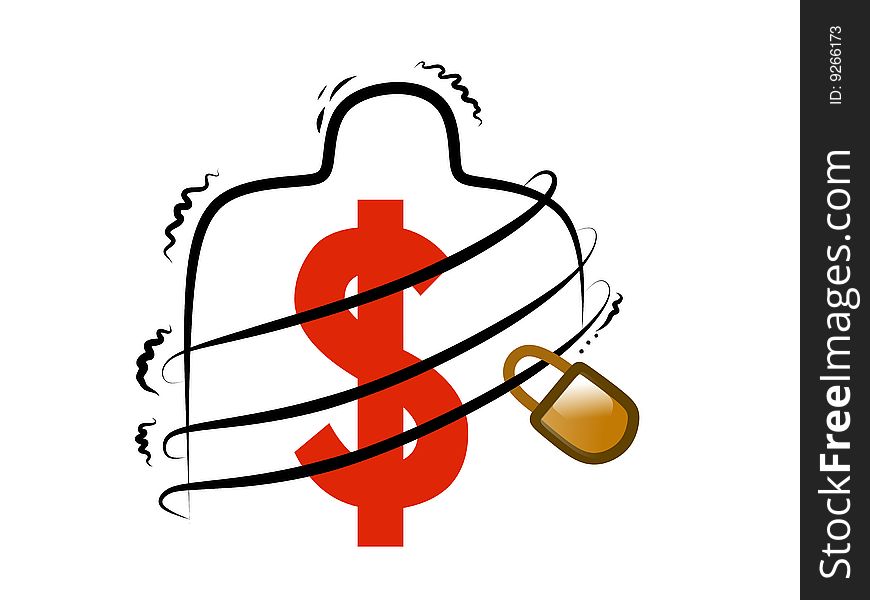 Illustration drawing of Padlock with Dollar Symbol