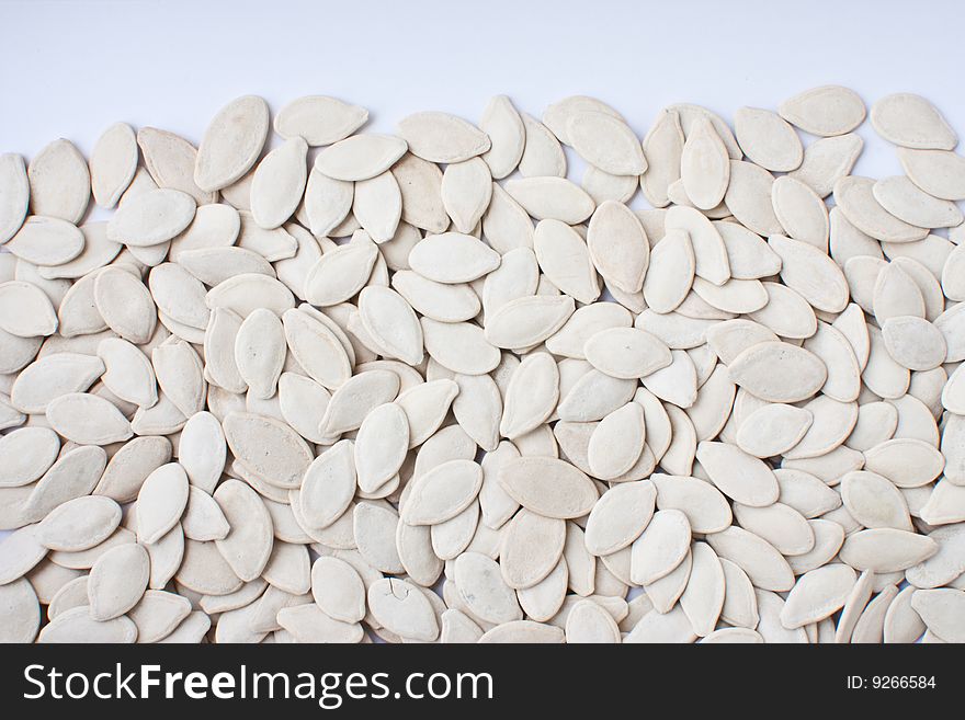 Dry natural white pumpkin seeds