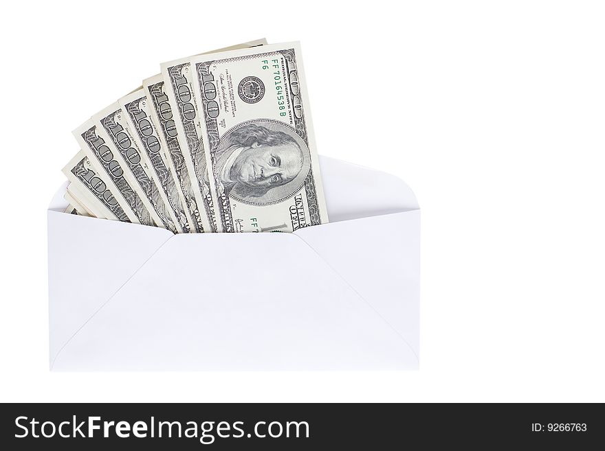 One Hundred Dollar bills in envelope