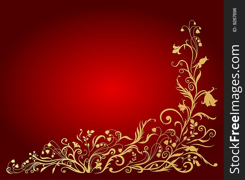Vector Illuctration of floral golden pattern. Vector Illuctration of floral golden pattern
