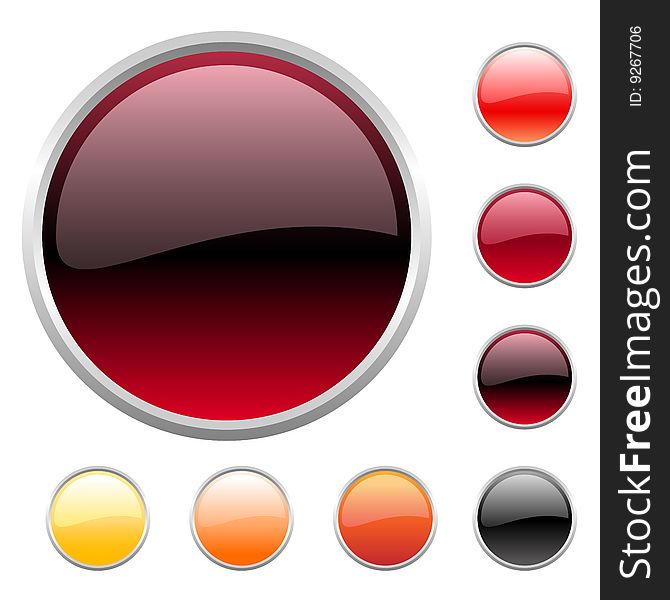 Vector illustration of modern shiny round buttons set