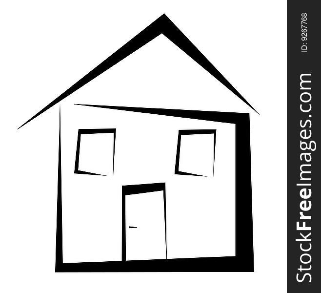 Simple house symbol with black lines