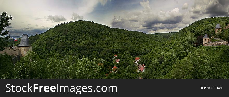 Hills and forest near Karlstejn, Czech Republic. Hills and forest near Karlstejn, Czech Republic.