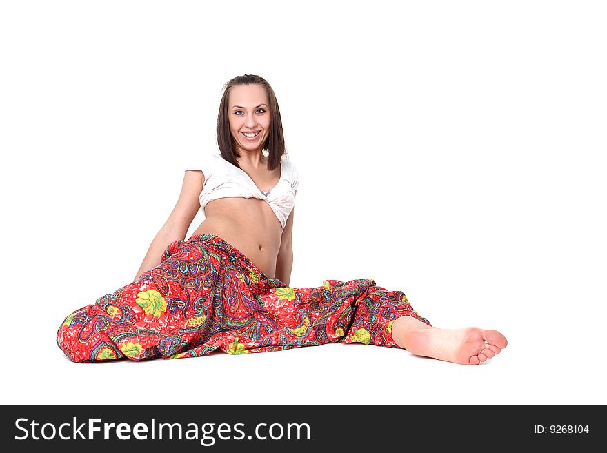 Yoga girl isolated on white