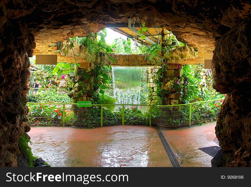 Botanic garden, waterfall and artificial lake. Botanic garden, waterfall and artificial lake.