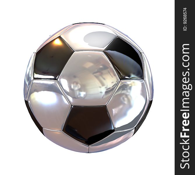 Metallic  soccer ball on white