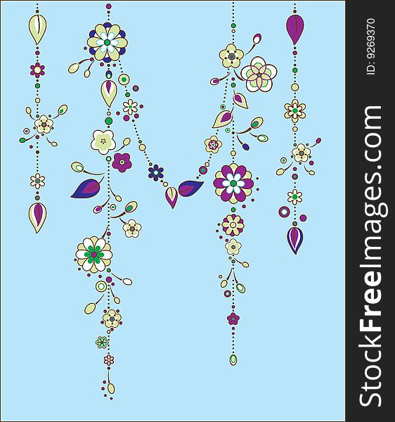 Vector Illustration of Decorative Wind Chimes with floral ornament design