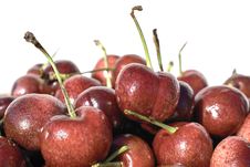 Red Fresh Cherries On White Background Close-up. Royalty Free Stock Photos Red Fresh Cherries On White Background Close-up. Royalty Free Stock Photos