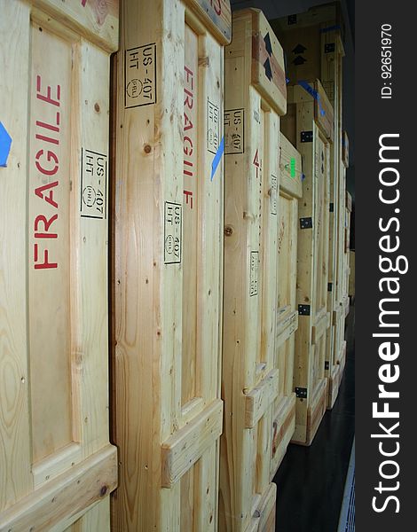 These crates are for an installation at the Tang Museum. These crates are for an installation at the Tang Museum