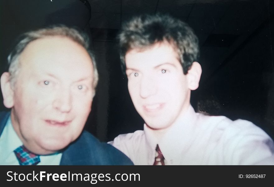 A selfie with Dad from the days of photographic film. Taken at the Portmarnock Country Club as we celebrated on New Year&#x27;s eve in 1997