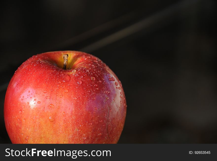 Red Apple With Water Droplets