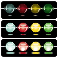 Glowing Beads In The Dark On Three Rows Stock Photography Glowing Beads In The Dark On Three Rows Stock Photography