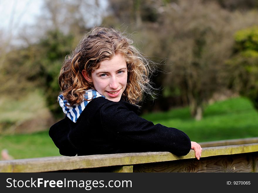 Portrait of pretty teenage girl in countryside. Portrait of pretty teenage girl in countryside
