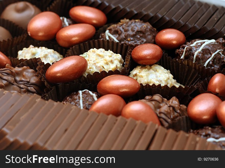 Close up shot of delicious chocolates
